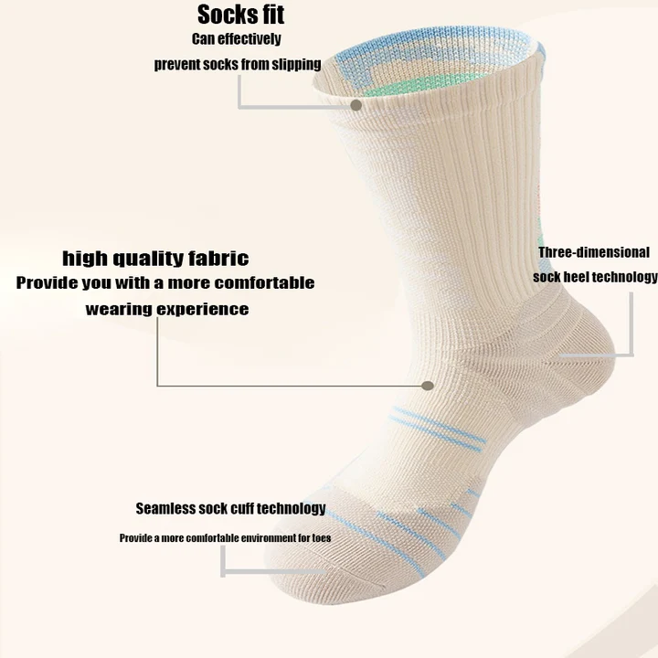 3 Pairs Men Compression Running Socks Crew Athletic Hiking Wicking Anti Blister Cushioned Anti-odor And Breathable For Running Hiking Cycling